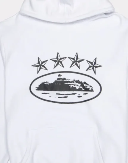 Corteiz 4Starz Alcatraz Hoodie in White