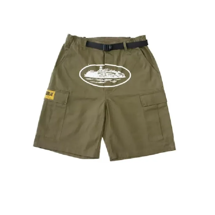 Corteiz Alcatraz Cargo Shorts in Khaki Green