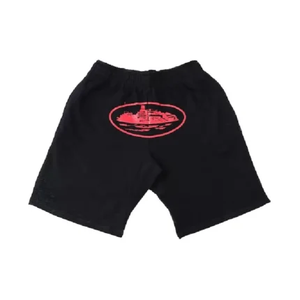 Corteiz Alcatraz Shorts in Black/Red